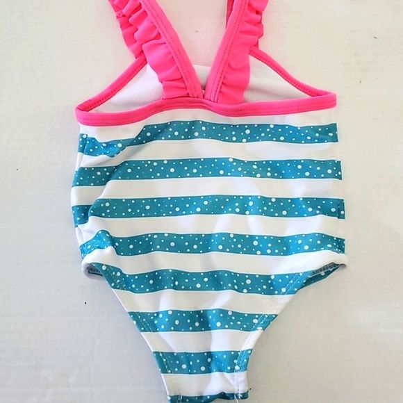 Disney Little Mermaid Striped Baby One Piece Swimsuit - Picture 3 of 7
